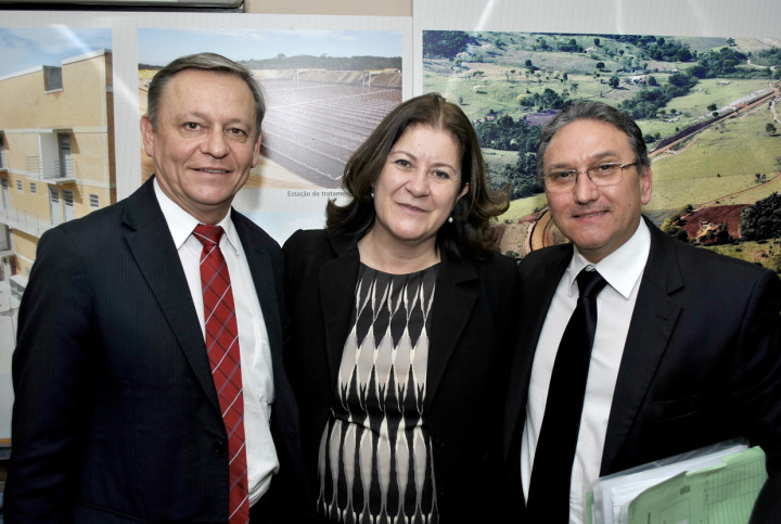 Ministra Miriam Belchior com o prefeito Bigardi e secretário Dinei
