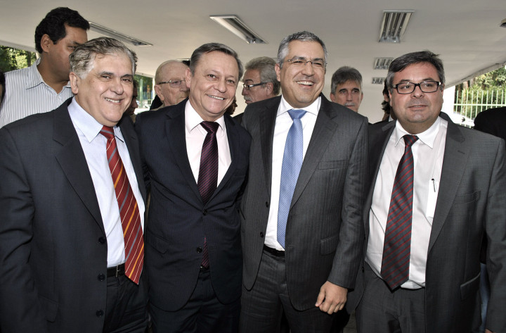 Claudio Miranda, Pedro Bigardi, ministro Padilha e Sartori durante evento em abril