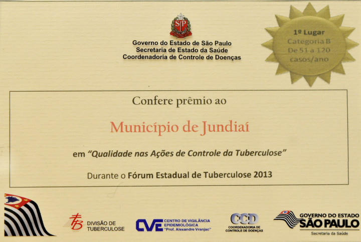 O certificado recebido por Jundiaí: ação permanente