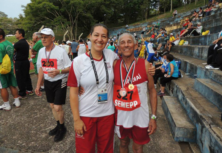 Alessandra Amorim com Joaquim Jerônimo, bronze no atletismo