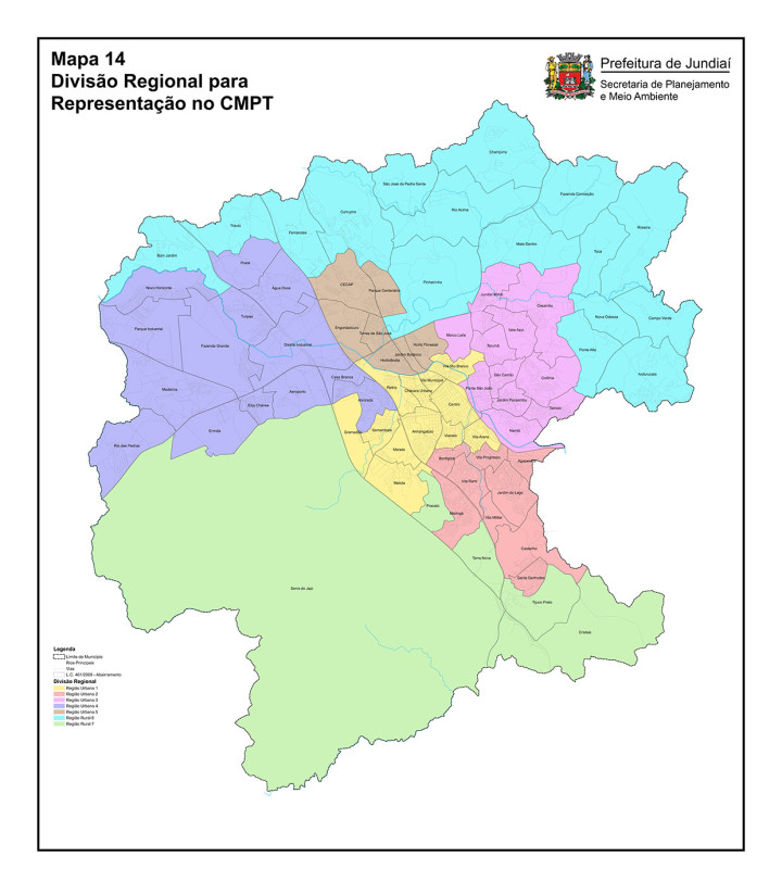 Mapa de regiões para futuro conselho, em linha com conceitos do Plano
