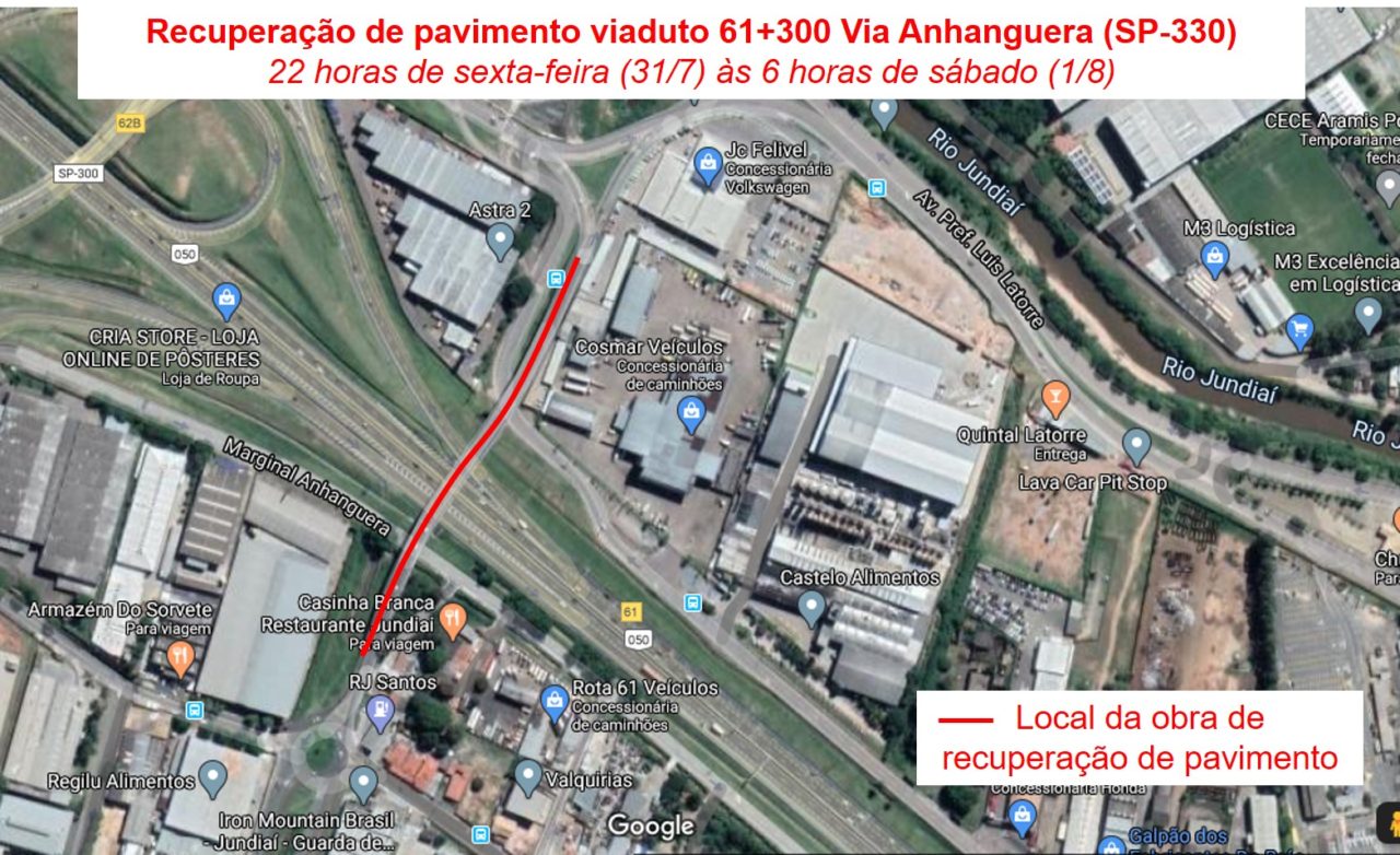 Obra vai interditar viaduto da Anhanguera até 6h deste sábado (1º)