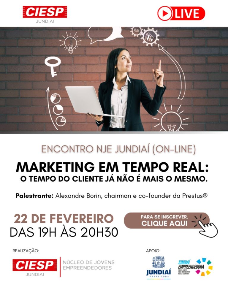 Banner de divulgação do evento virtual promovido pelo Ciesp com apoio do Jundiaí Empreendedora.