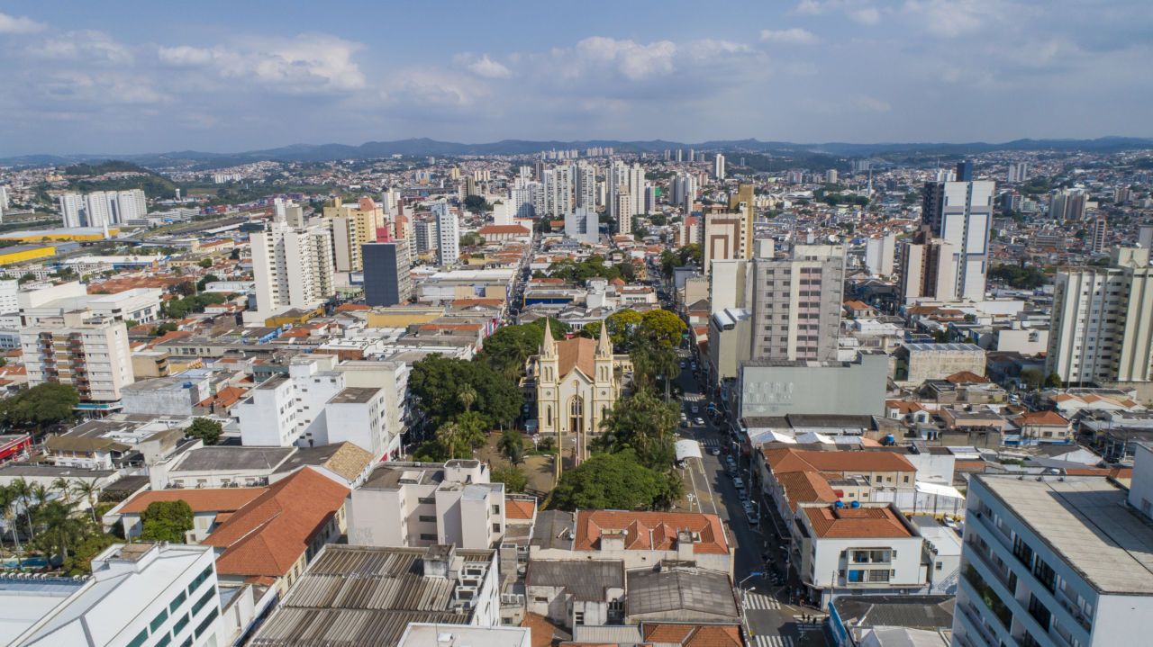 Foto aérea do Centro de Jundiaí/Praça da Matriz